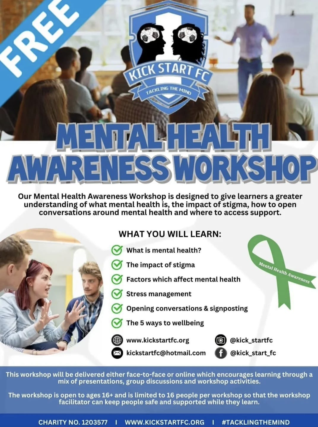 Kick Start FC Mental Health Awareness Workshop flyer